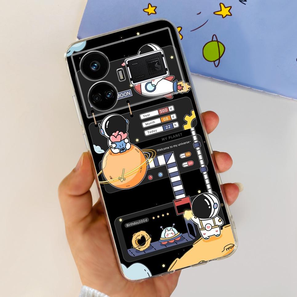 Pro Realme GT5 Pouzdro Průhledné Silikonové Měkký TPU Kryt Pro OPPO Realme GT 5 RealmeGT5 Pouzdra Květinové Mramorové Želé Nárazník Coques