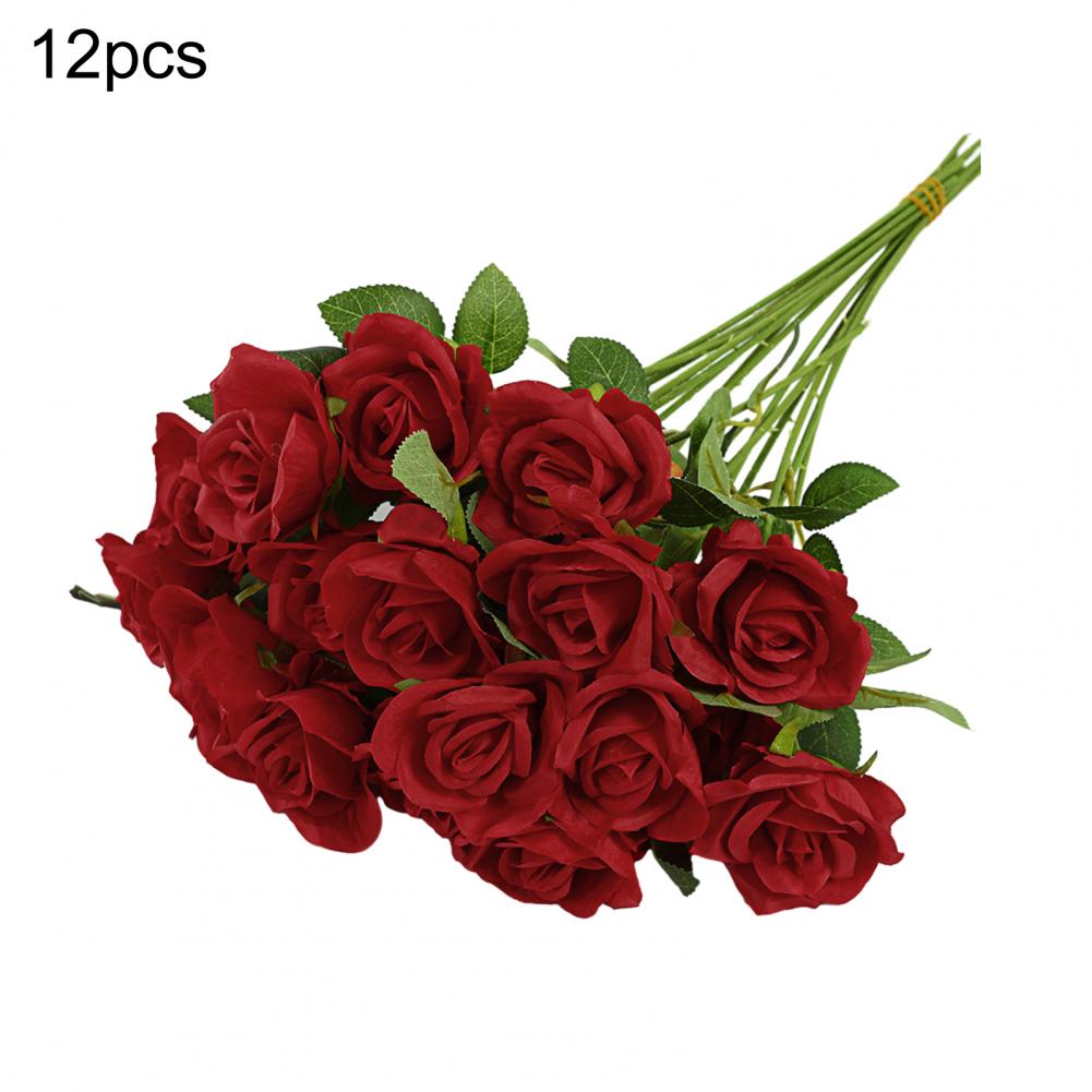Artificial Rose Flower Realistic Long Stem Faux Silk Rose Bouquet For Valentine's Day Home Wedding Party Flower Decoration