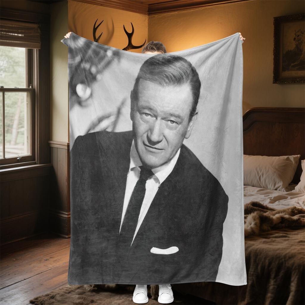 1pc John Wayne Retro Black and White Poster blanket, al season lightweigh Poster blanket home office outdoor nap multifunc Poster blanketional blanket