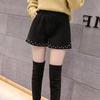 Gold Velvet Short Pants Women's Autumn and Winter Outer Wear Pants High Waist Wide Leg A-line Loose Pearl Woolen Pants