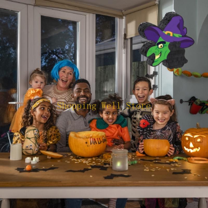 KX4B Handmade Witch Piñatas Halloween Decoration Candy Breaking Activity Supplies