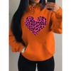 Pink Leopard Print Heart Printing Hoody Women Fashion Oversized Hoodie Pullover Autumn Fleece Clothes