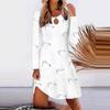 Women's Autumn/Winter Fashion Loose Pullover Printed Long Sleeve Split Dress