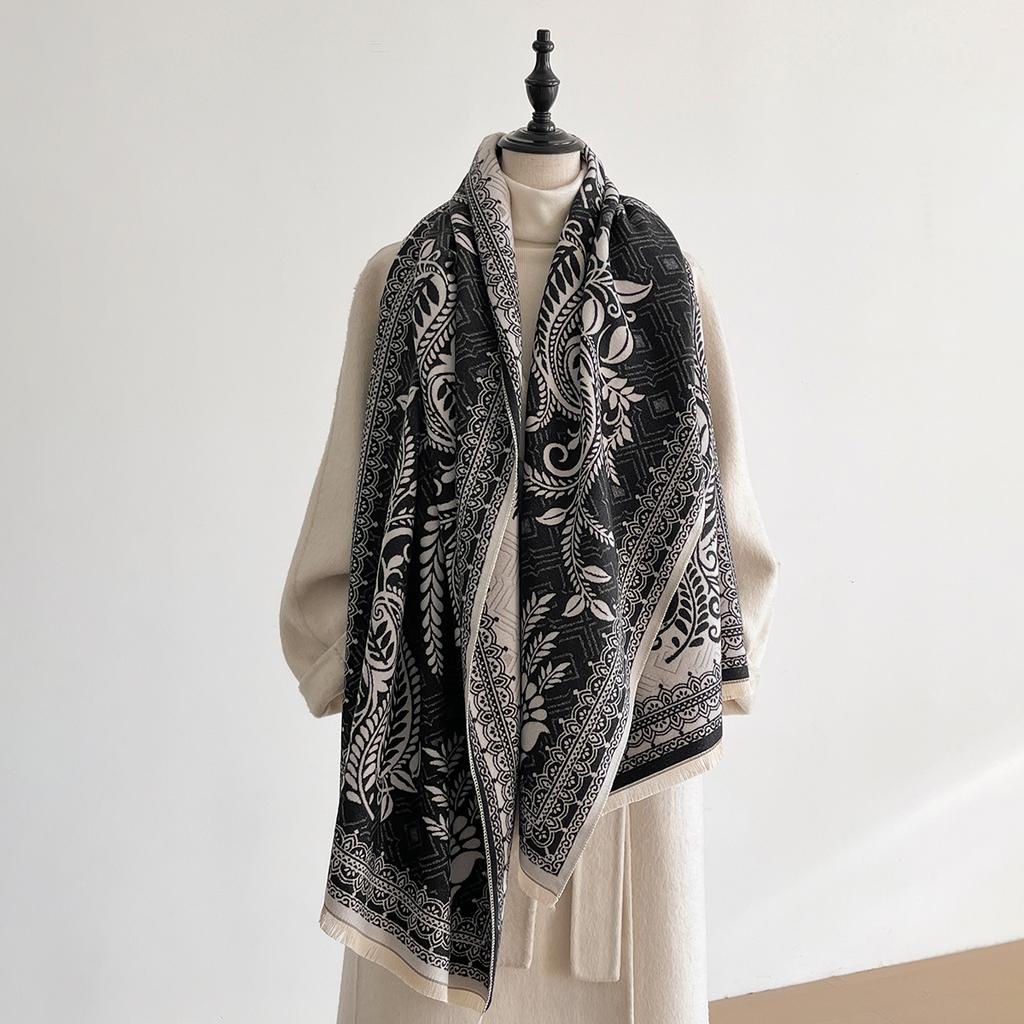 Luxury Winter Imitation Cashmere Scarf Women  Design Warm Pashmina Blanket Poncho Scarves Female Shawl Thick Foulard Bufanda