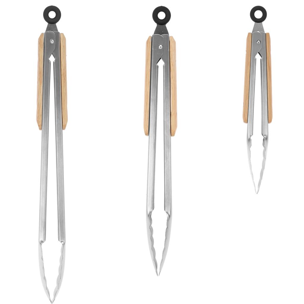 Stainless steel barbecue food tongs with wavy edges strong heat resistance ergonomic handle kitchen cooking tongs