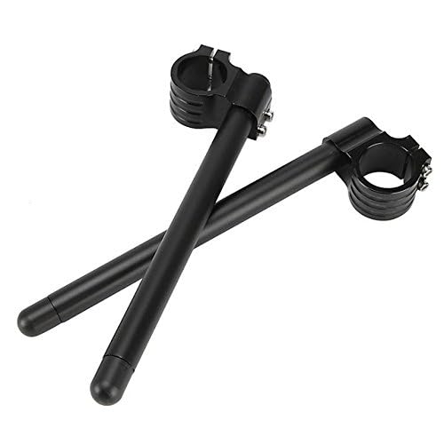 HANSWD Fork Clip-On Handlebars with CNC Risers for 1969-1982 Honda, Suzuki, and Yamaha (33mm Regular Handlebars)