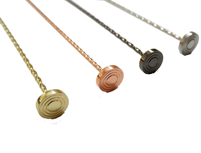 30/40cm Stainless Steel Muddler Barspoon Cocktail Spoon Mixing Spoon, Spiral Pattern Bar Cocktail Shaker Spoon Copper Plated