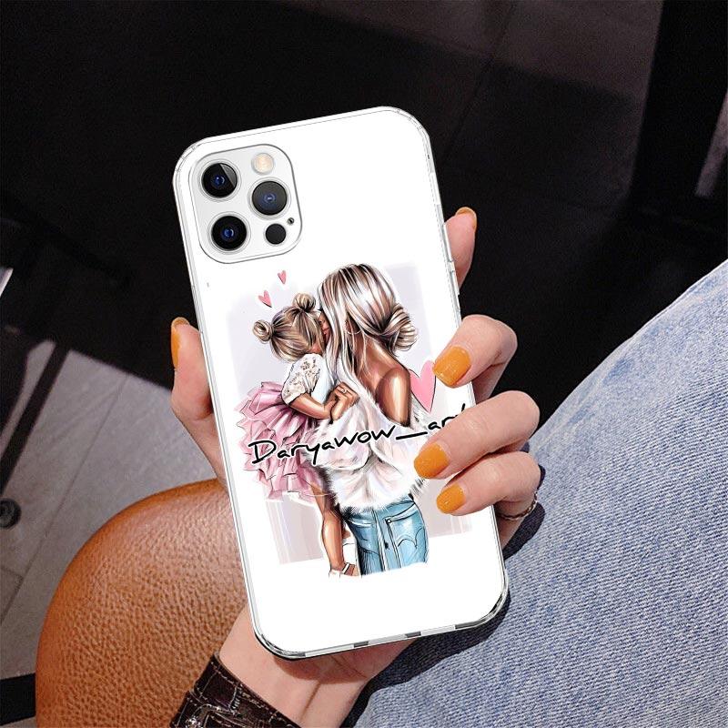 Mom Baby Girls Phone Case For iPhone 17 Air 16 Pro Max 16E 15 + 14 Plus 11 12 13 Mini 7 8 SE Gift Print Cover Fundas 17 Air 16 P