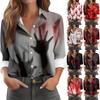 Women's Long Sleeve Button Halloween Printed Casual Shirt Top