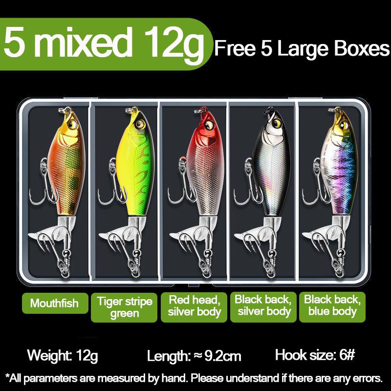 5 Pcs Lua Bait Fake Baits Floating Tractors Surface Ties Frying Pencil Propellers Freshwater Fishing Warble Bass Blackfish Lure