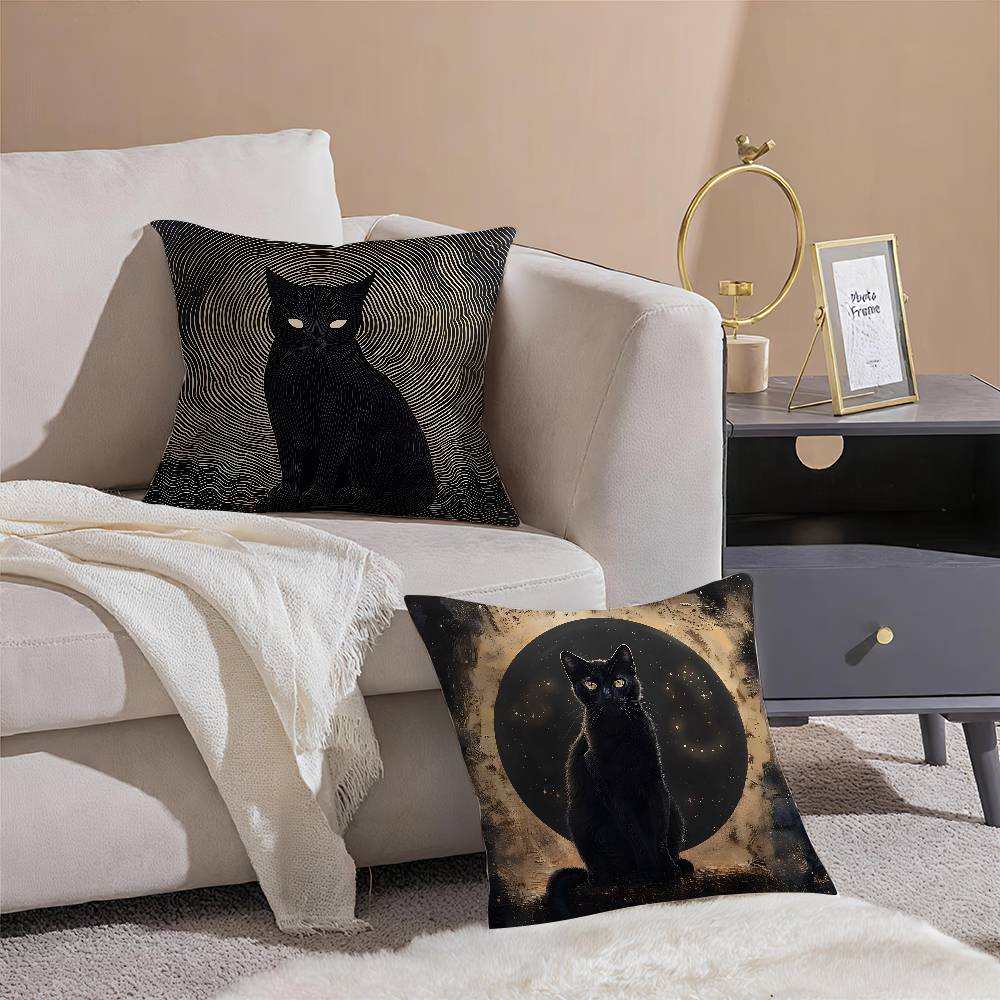Cartoon Black Cool Cat Pattern Pillow Case Printing Pillowcase Living Room Sofa Cushion Cover Bedroom Room Decor