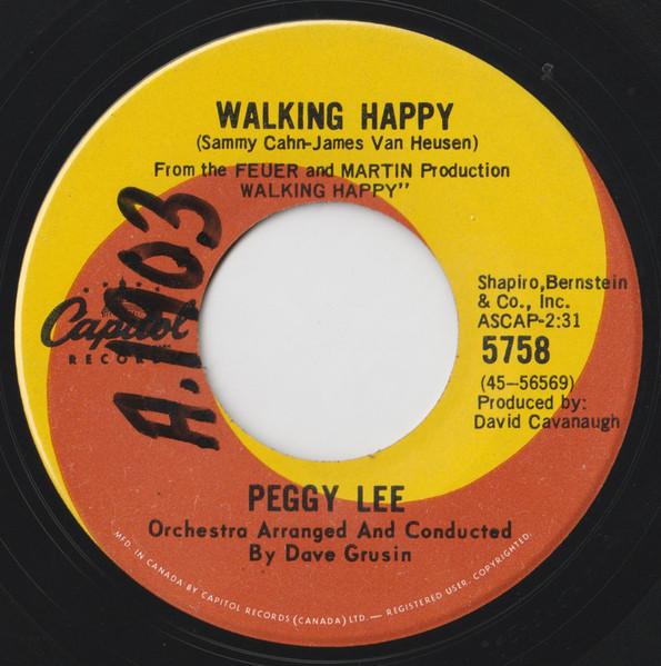 

7-дюймовая пластинка ПЕГГИ ЛИ - Walking Happy 5758 Capitol Records 1966 Канада Джаз Б/У