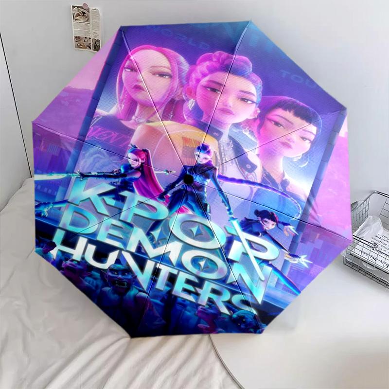 K-Pop Demon Hunters: Urban Fantasy Adventure Folding Umbrella Travel Suitable for All Seasons Three Folds Sun Umbrella Sun Umbrella