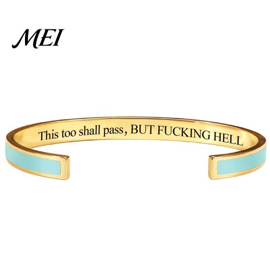 Inspirational Bracelet This Too Shall Pass Mantra Cuff Bracelet, Adjustable Engraved Motivational Gift for Encouragement Bangle Hidden Information