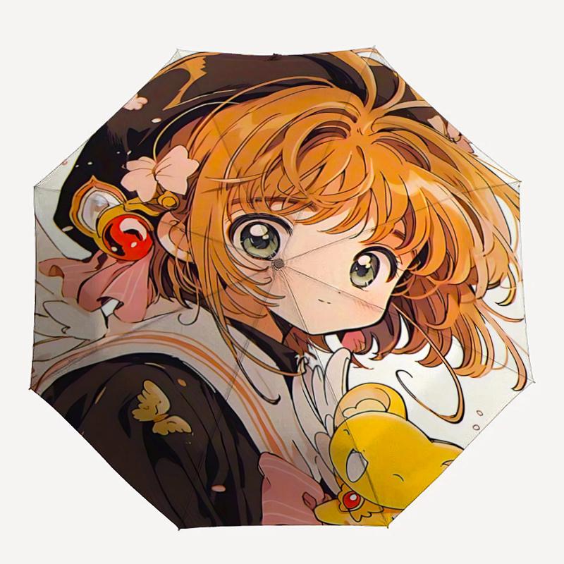 1pc Cardcaptor Sakura Automatic Folding Umbrella with 3-Fold Design, Iron Frame for Outdoor Use - Perfect Gift for Fans, Travelers, Daily Use!C07