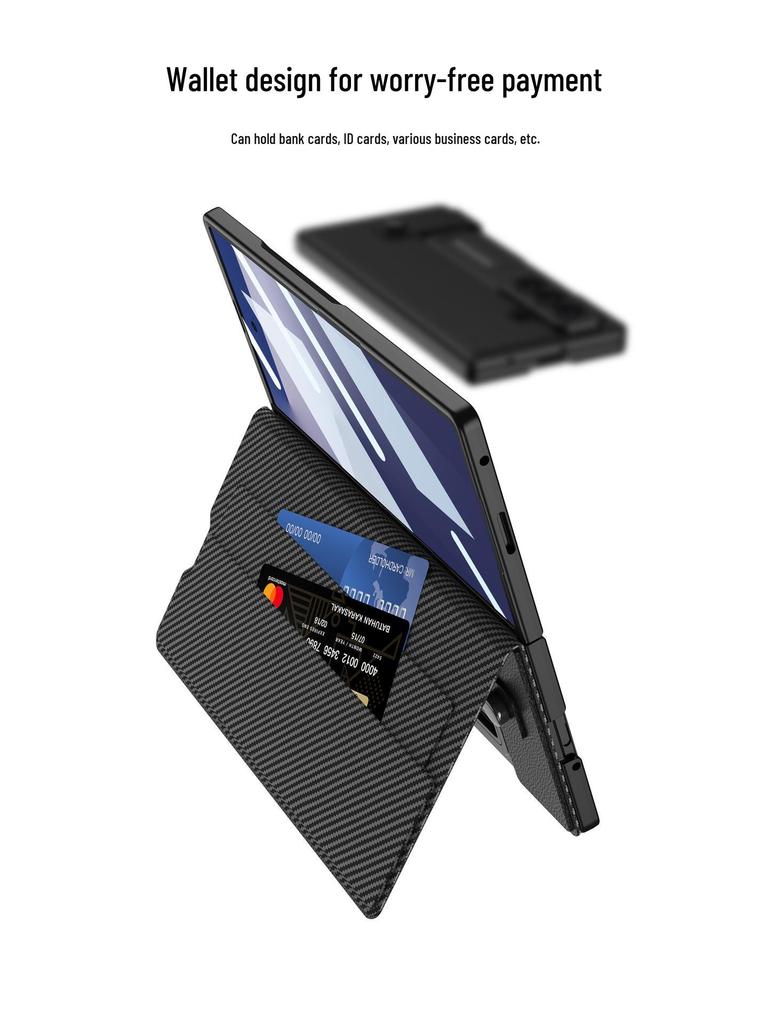 Samsung Z Fold7 Leather Wallet Case with Stand, Card Slot, and Protective Film