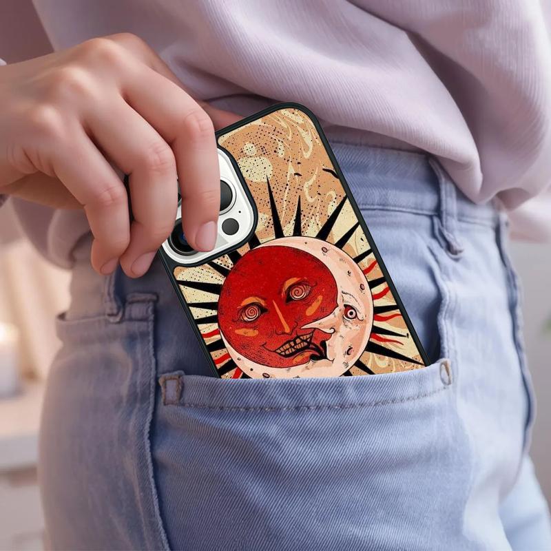 Indian Hand Holding Sun Moon Face Couple Phone Case For iPhone 17 Air 15 16e 14 13 Pro Max Coque 12 11 Pro Max PLUS Cover