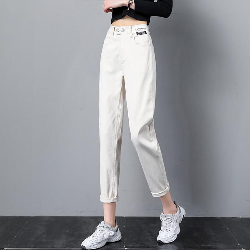 Damen Jeans Frühling und Herbst Denim Jeans Hohe Taille Lose Gerade Harlan Hosen