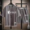 Summer New Men's Large-sized Casual Fashionable Breathable Quick-drying Fitness Sports Short-sleeved T-shirt + Sports Shorts Set