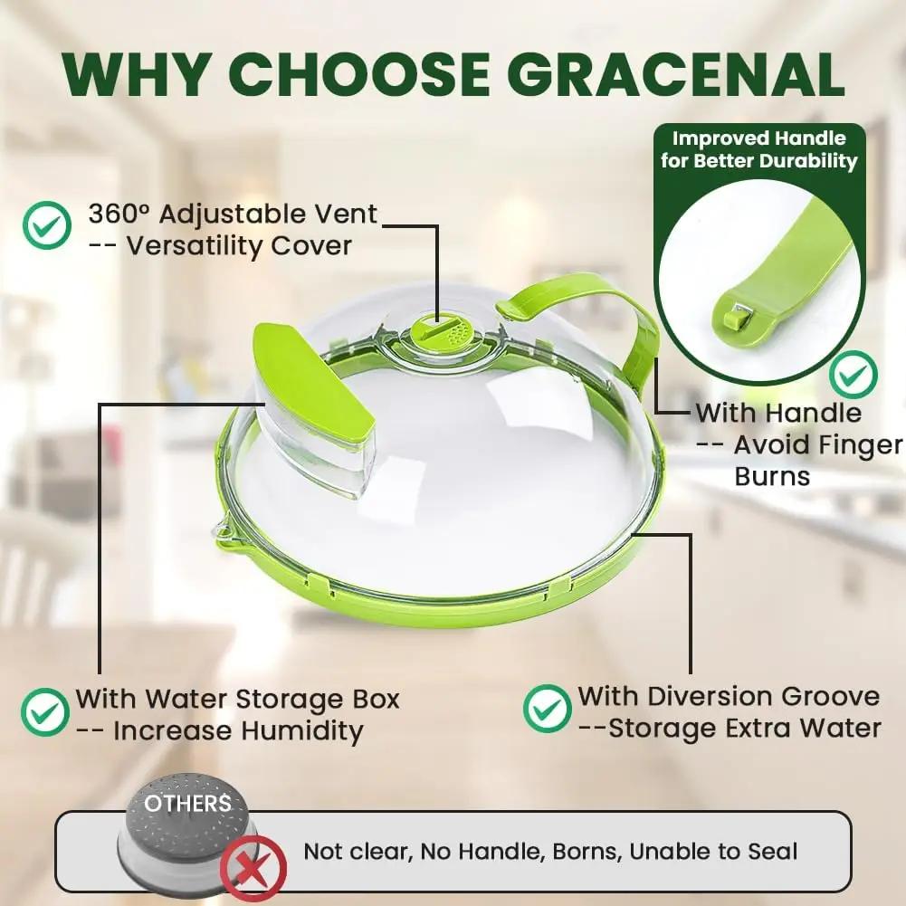 Copertura per Microonde per Alimenti Trasparente Copertura Antischizzo per Microonde con Vaporiera ad Acqua e Manico Coperture per Piatti da 10 Pollici Utensili da Cucina