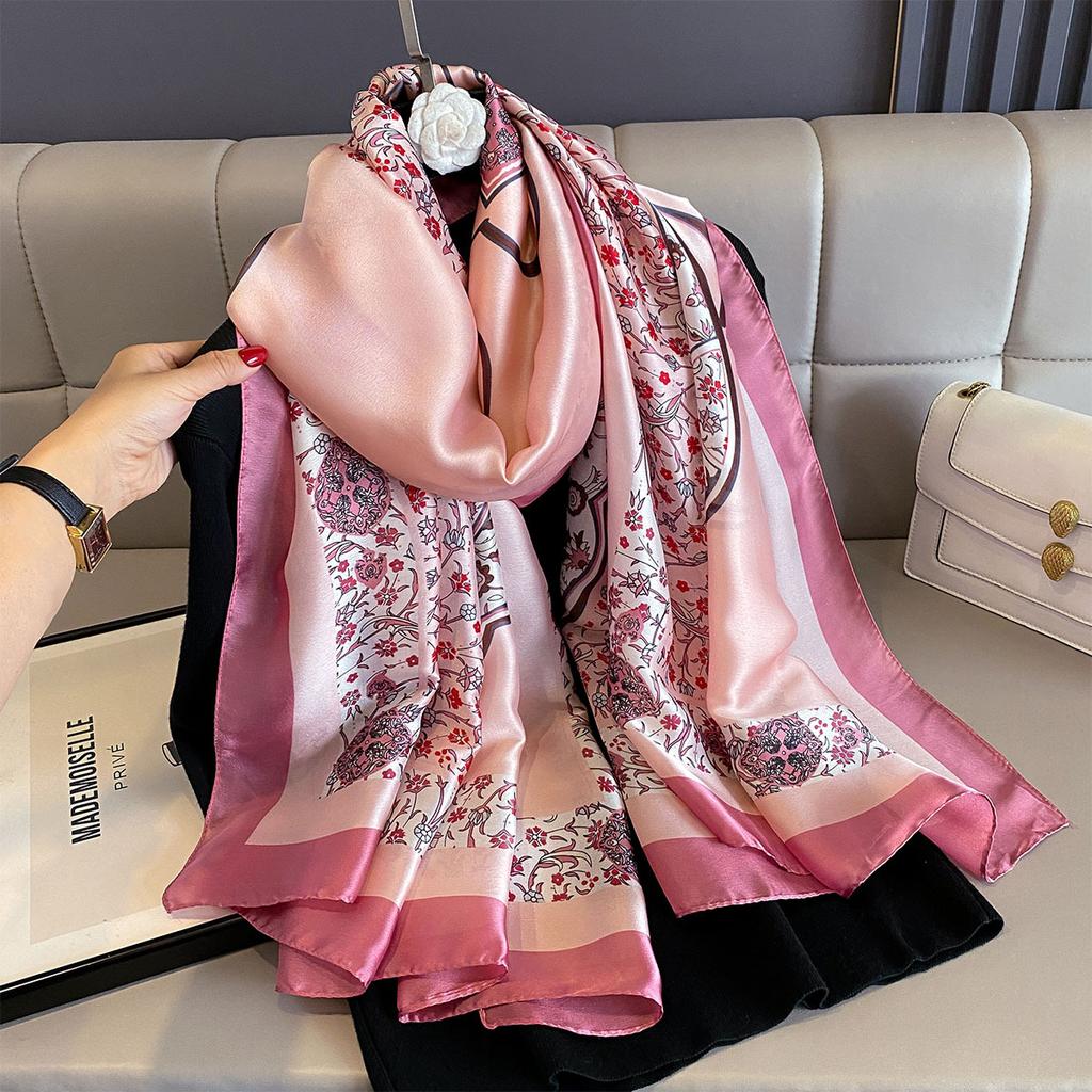 Women 180*90cm Fashion Beautiful Soft Silk Scarves Female Lady Shawl Hijab Wrap Foulard Bandanna Muffler Beach Pareo