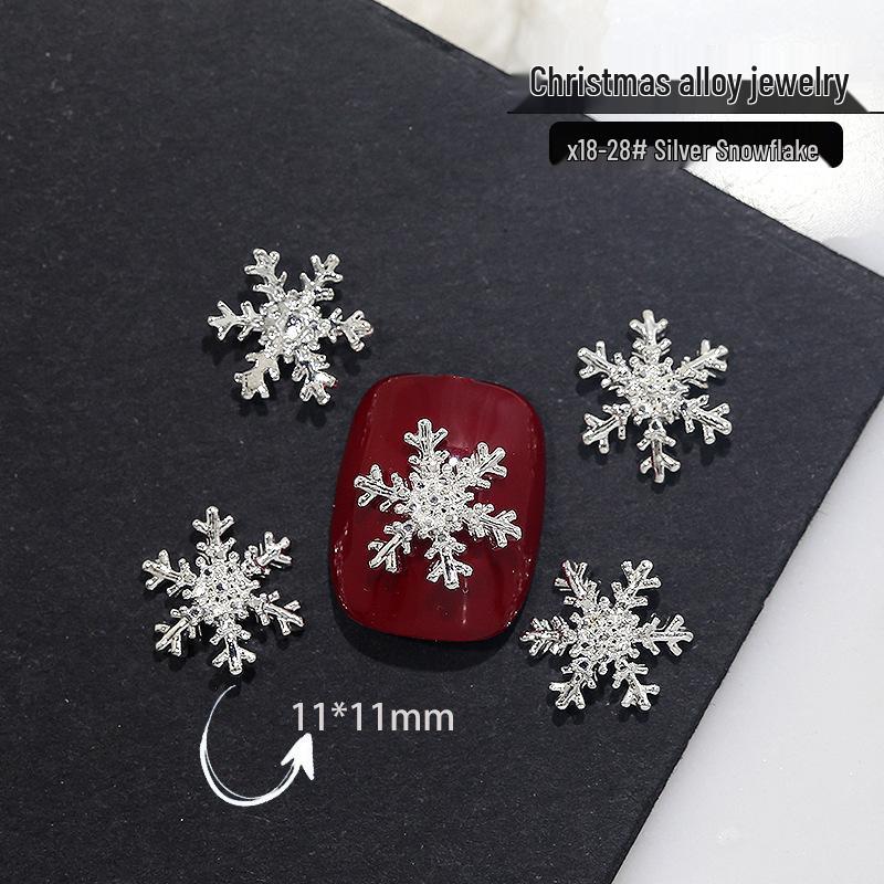 Snowflake Nail Art Charms: Gold & Silver Rhinestone Decorations for Autumn & Winter