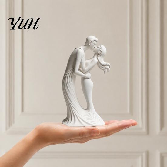 Leichter Luxus Innendekoration 3D Gedrucktes Kussendes Paar Ornament, Moderne Minimalistische Liebesstatue, Elegante Wohnaccessoires für Schlafzimmer Romantisch