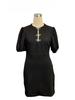 In Stock Women Round Neck Hollow Out Crystal Bow Puff Sleeve Waist Dress Women Mature Style French Retro Patchwork Slim Sexy Elegant Women Maxi Dress