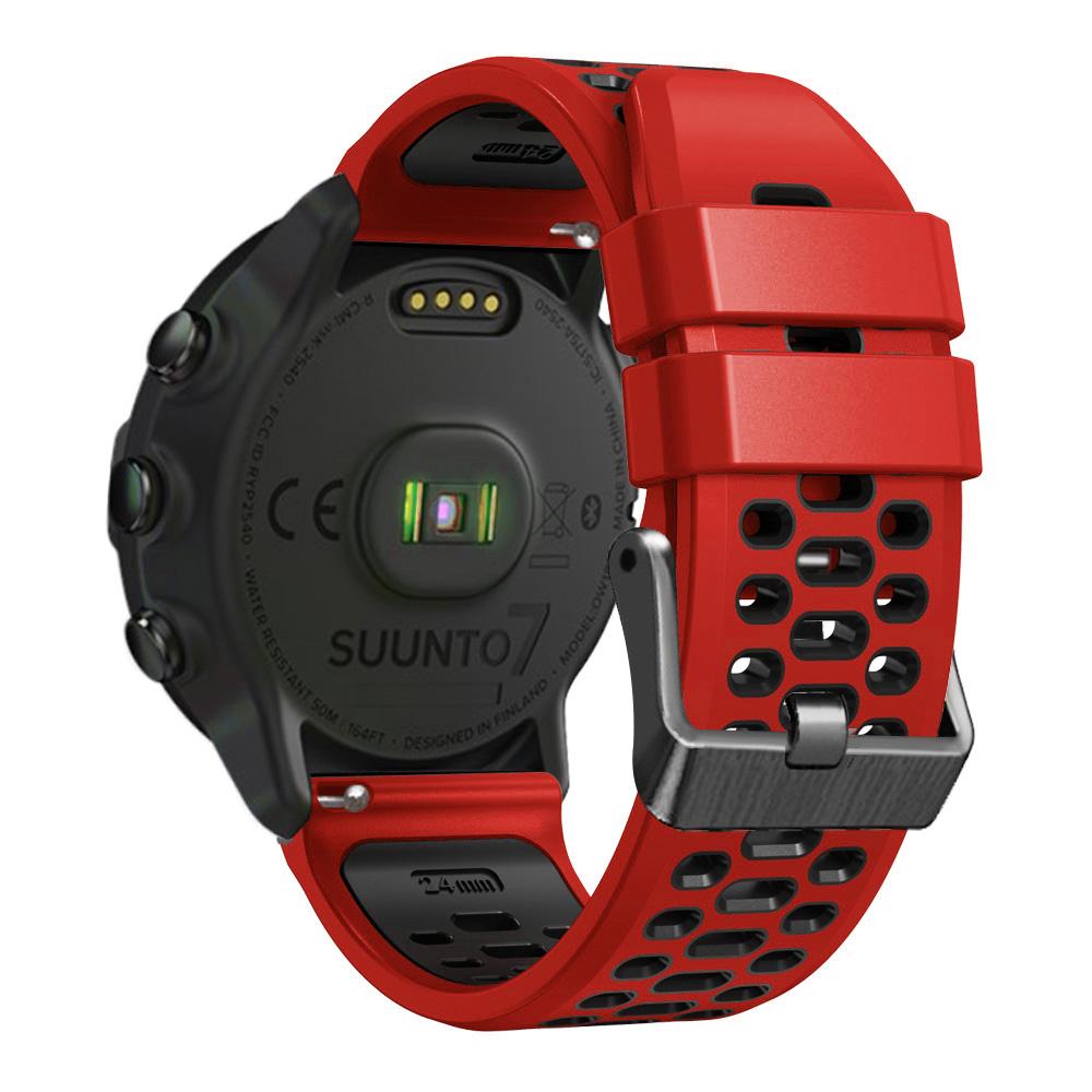 For Suunto 7/9/9 Baro Dual-color Silicone Watch Band 24mm Multi-hole Design Quick Release Wristband Strap