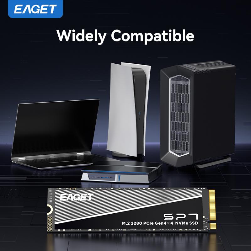 EAGET PCle Gen4x4 NVMe M.2280 SSD Bis zu 7400MB/s Hochgeschwindigkeits-internes Solid-State-Laufwerk für PC, Laptop & Gaming, ultraschnelle Datenübertragung
