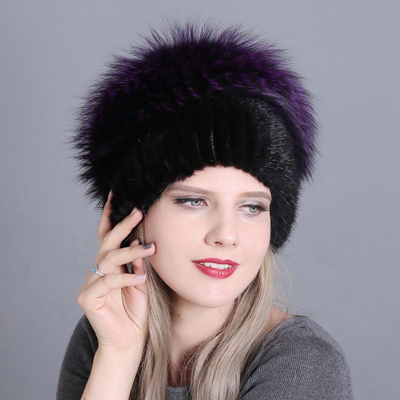 

Новый норковый головной убор европейской и американской моды, женская зимняя норковая шапка, шапка из меха чернобурки, взрослая average size