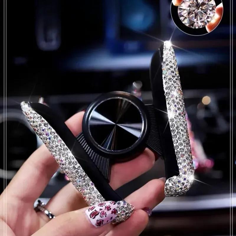 Блестящий Автомобильный Держатель для Телефона - 360° Вращающийся Гравитационный Зажим на Вентиляционное Отверстие Анти слоновая кость