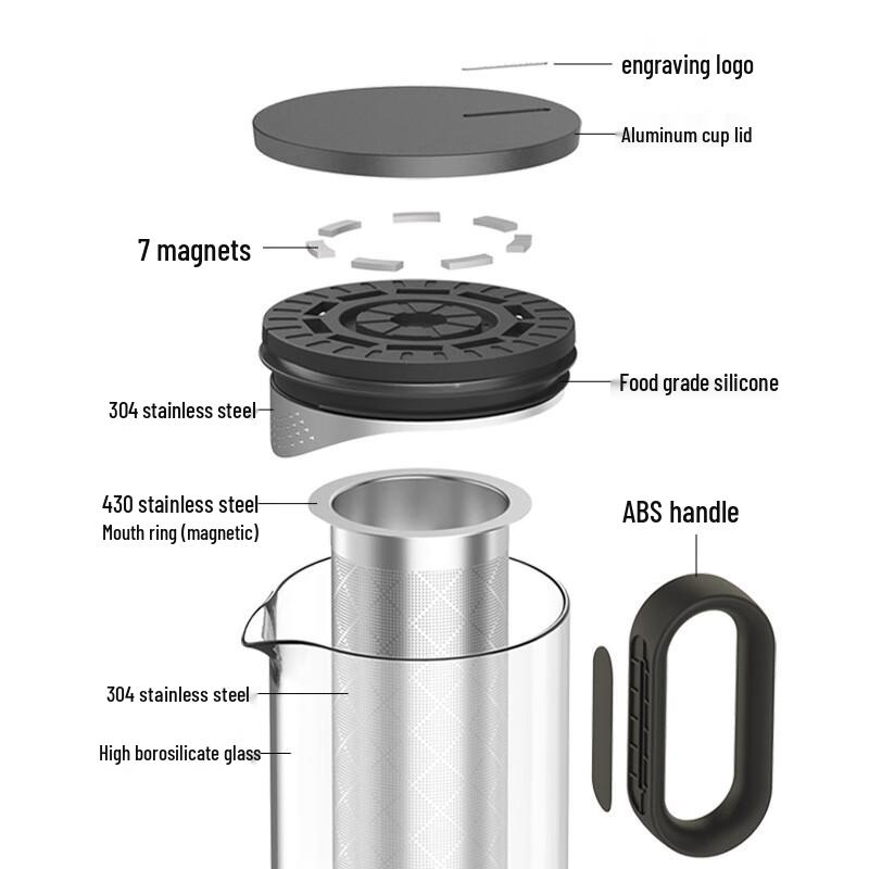 Shangming LV04 Heat-Resistant Glass Teapot with Stainless Steel Infuser