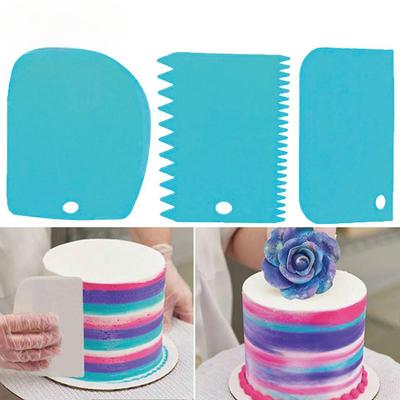 3Pcs Plastic Dough Knife Icing Fondant Scraper Jagged Edge Plain Smooth Cake Paddle Cake Spatulas
