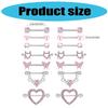 14pcs/Pack Elegant Nipple Bars and Rings Set Elegant Silver Pink Cubic Zirconia Nipple Rings for Trendy Women