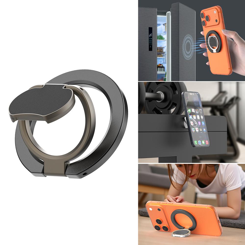 Magnetic Phone Ring Holder Grip with Dual-Side Magnets Triple Folding Zinc Alloy Kickstand