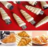 12PCS Conical Tube Cone Roll Moulds Stainless Steel Spiral Croissants Molds Pastry Cream Horn Cake