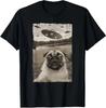 Vintage Pug Encounters Funny UFO and Pug Selfie Unisex T-Shirt