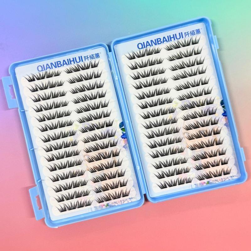 Fox Eye Manga False Eyelashes Large Capacity Fluffy Tapered Thick Segmented Individual Cluster Lash Extensions Enlarge Eyes