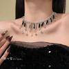 Diamond crystal tassel necklace y2k dark style stylishtrendy clavicle chain