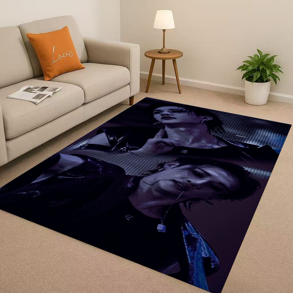 3D Kpop Bang Chan,lee Know Star Living Room Non-Slip Area Rug Carpet for Bedroom Playroom Sofa,Easy Clean Home Decor Doormat