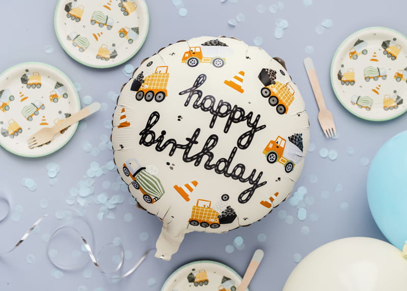 Partydeco Balon Foliowy Pojazdy Budowlane 45 Cm Mix