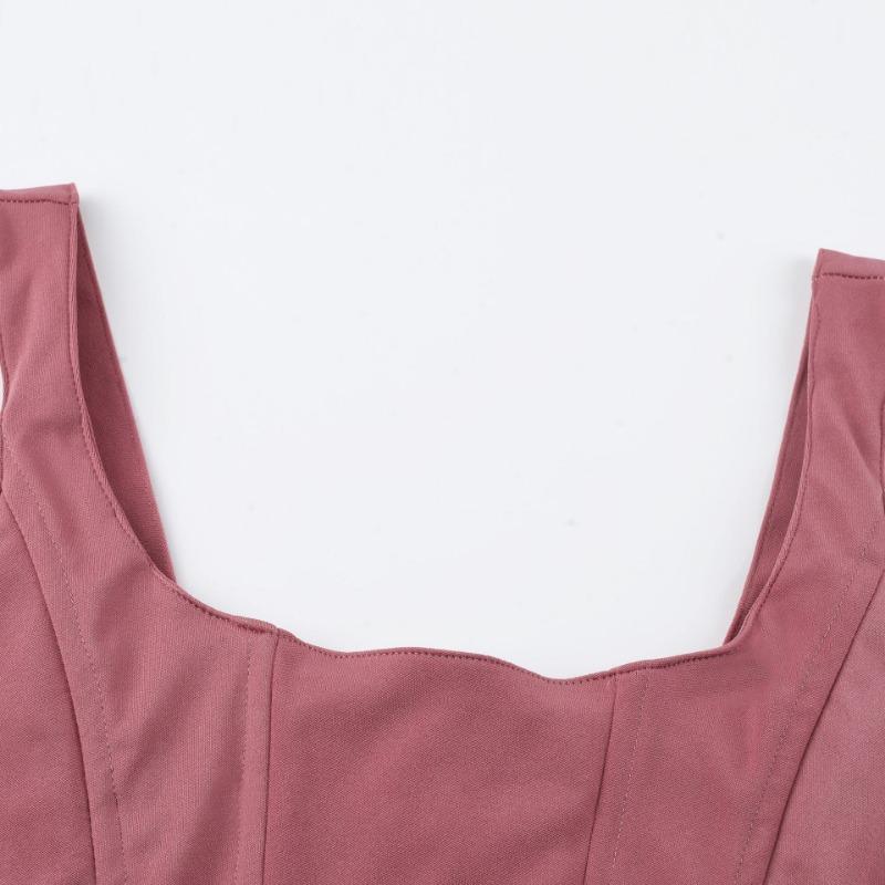 Top Corto Corsetto Bianco da Donna con Scollo Quadrato Bustier Strutturato Spalline Sottili