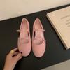 Suede Hollow Mary Jane Shoes Women's One-word Buckle Hollow Flat Soft Sole Ballet Shoes