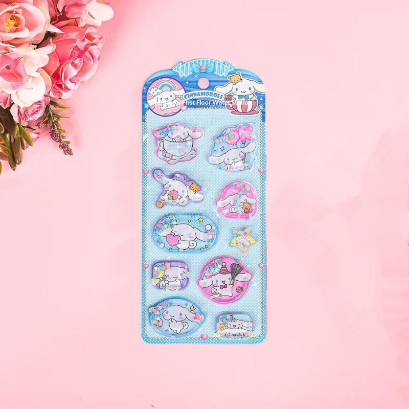 Sanrio Cartoon 3D Shake Water Stickers Black Beautiful Melody Home Stickers Decoration Laptop Stickers Phone Cases Toys