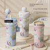 High-Capacity Thermos Cup with a Beautiful Design for Girls, Portable Straw Cup, Car-Mounted Ice Cup, Floral Water Cup