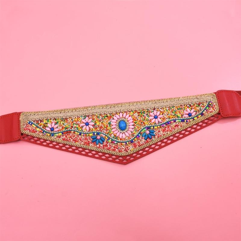Bohemian Multicolored Beaded Belt Handwoven Adjustable Waistband For Women Ethnic Style Festival Accessory