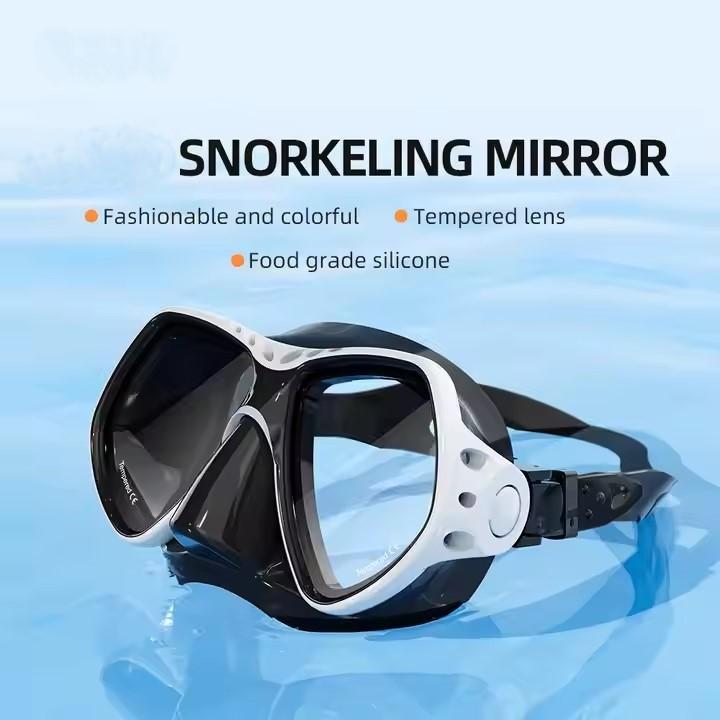 Fashionable and Colorful Snorkeling Mirror Mask Food Grade Silicone Diving Mask  Tempered DoubleLens Diving Goggles for Adults