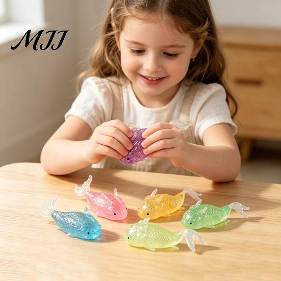 Kids Stress Reliever Maltose Glow Arowana Squeeze Toy Slow-Rising Silicone Fidget for Cute Cartoon Relief Fish-Shaped Decompression Gadget Adults