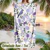 Blue White Floral 1 Theme Quick Dry Beach Towel Custom Name Text Print Large Sand Resistant Towel Beach Vacation
